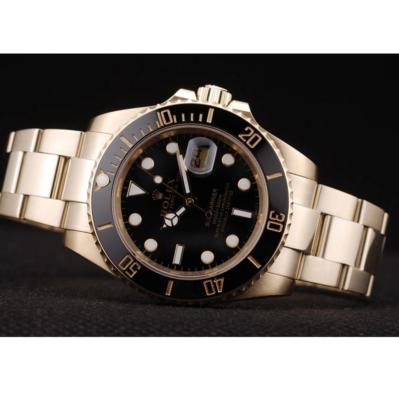 Good copy rolex watches 98231 Black Dial Rolex Bezel Submariner Black Ceramic 0709